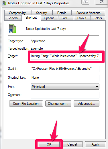 Illustration for article titled Evernote Search: Desktop Shortcuts, Command Line Parameters (PC)